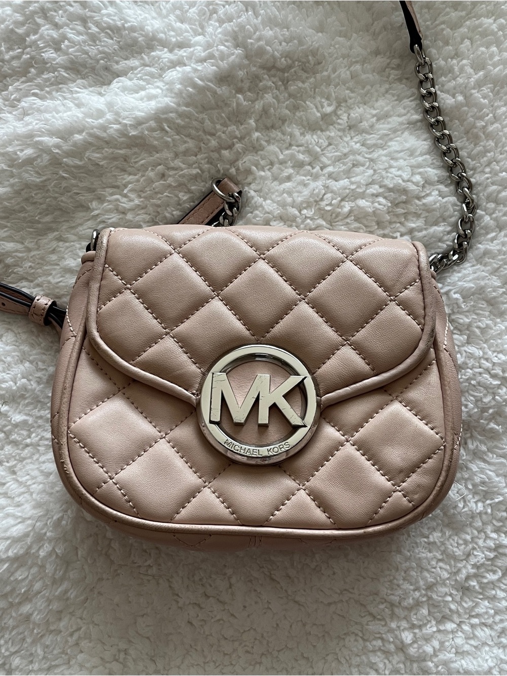Michael Kors Quilted Blush Pink MK Logo Crossbody